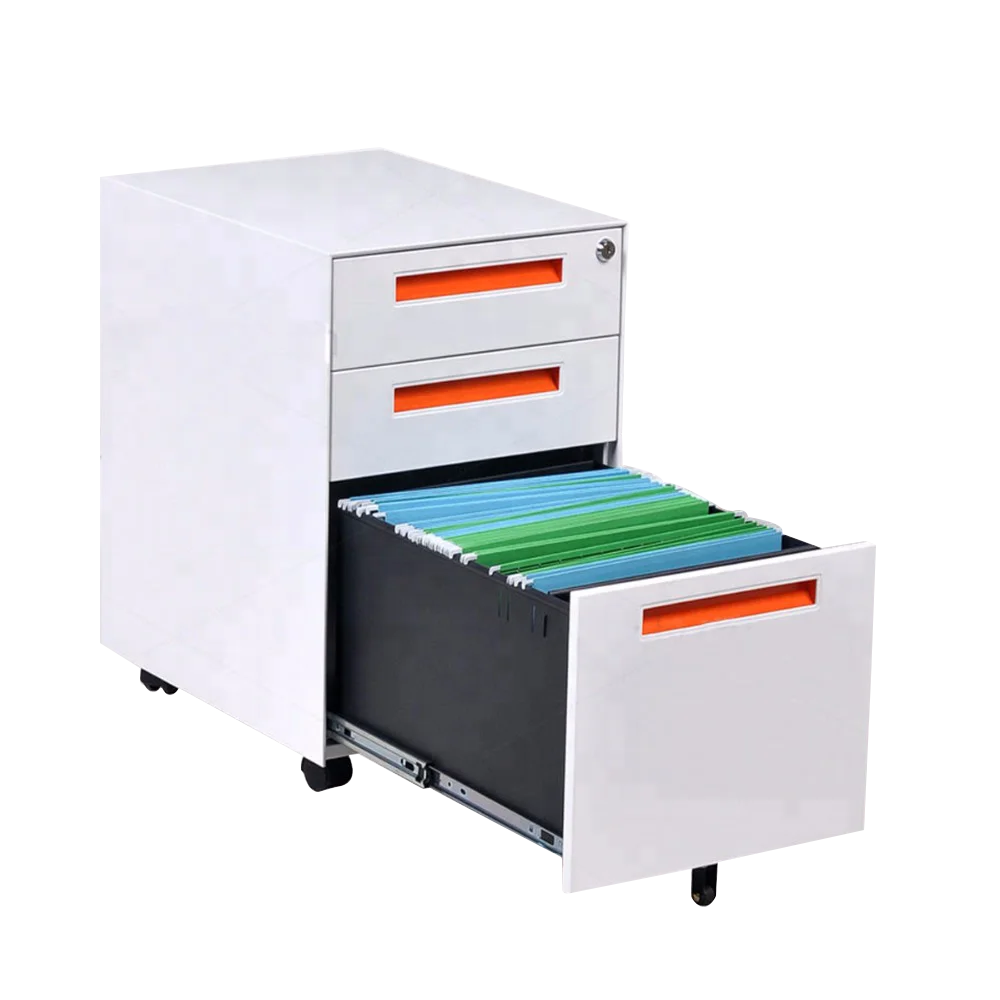 Popular Metal A4 File Movable Cabinet with 3 Drawers Office Mobile Pedestal for Filing Storage Mobile Filing Cabinet