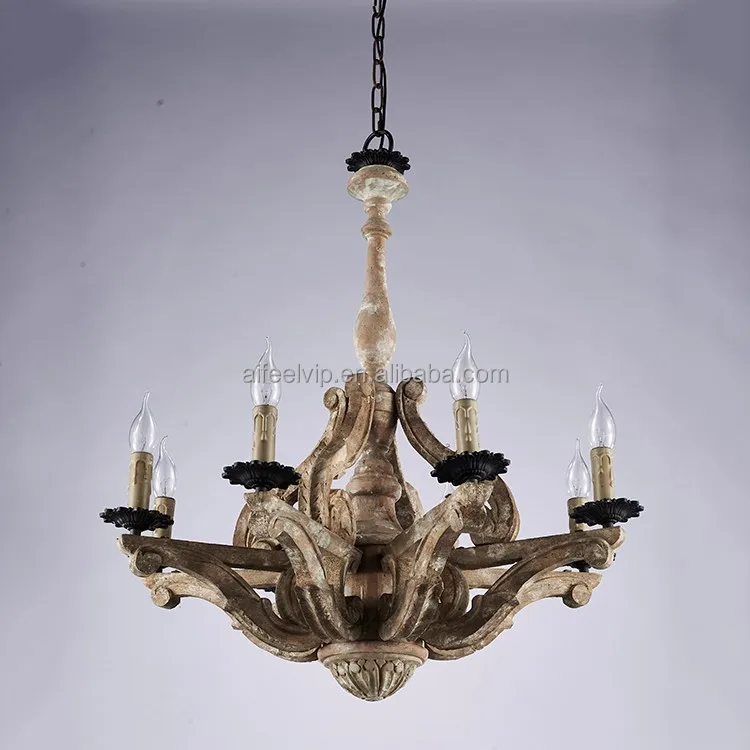 
High quality big vintage wooden hanging chandelier lighting for restaurant 