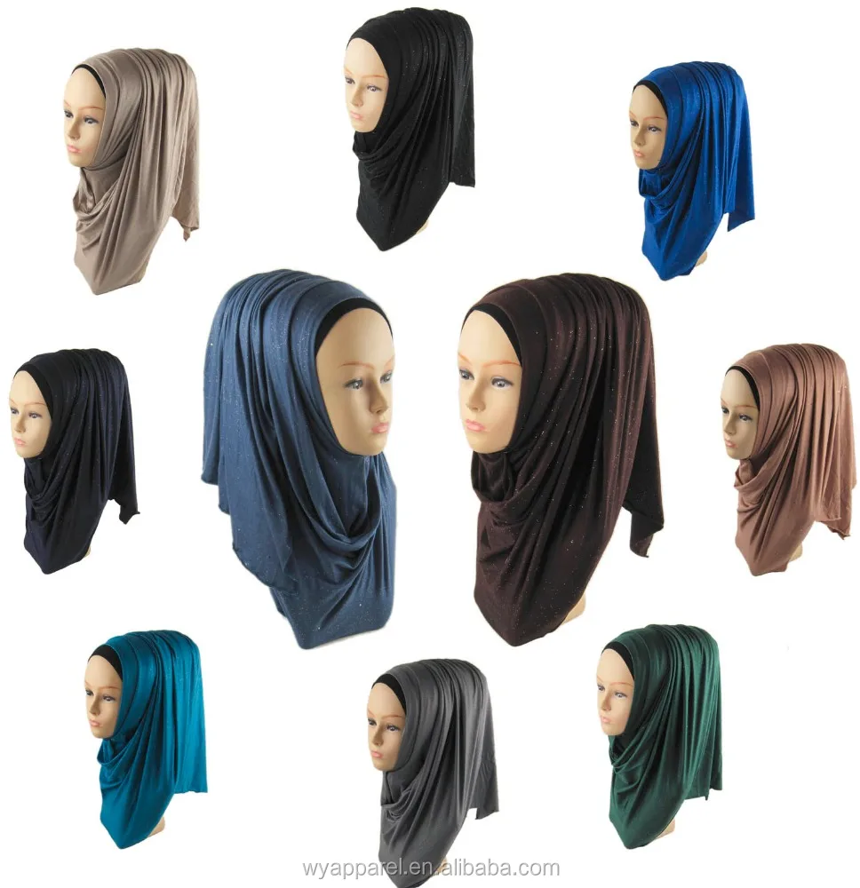 Factory wholesale collection hijab style glitter cotton jersey hijab