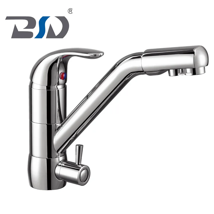 High Quality Russian Market Brass Dual Flow Copper Spout Filter Pure Water Three Way Drinking Water Kitchen Faucet