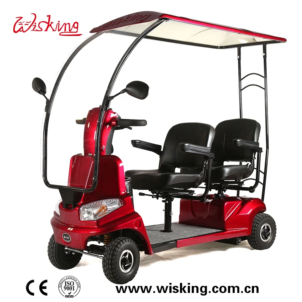 Large size  2 seat 4 wheel  electric mobility scooter with sunny roof for adult wisking 4033B
