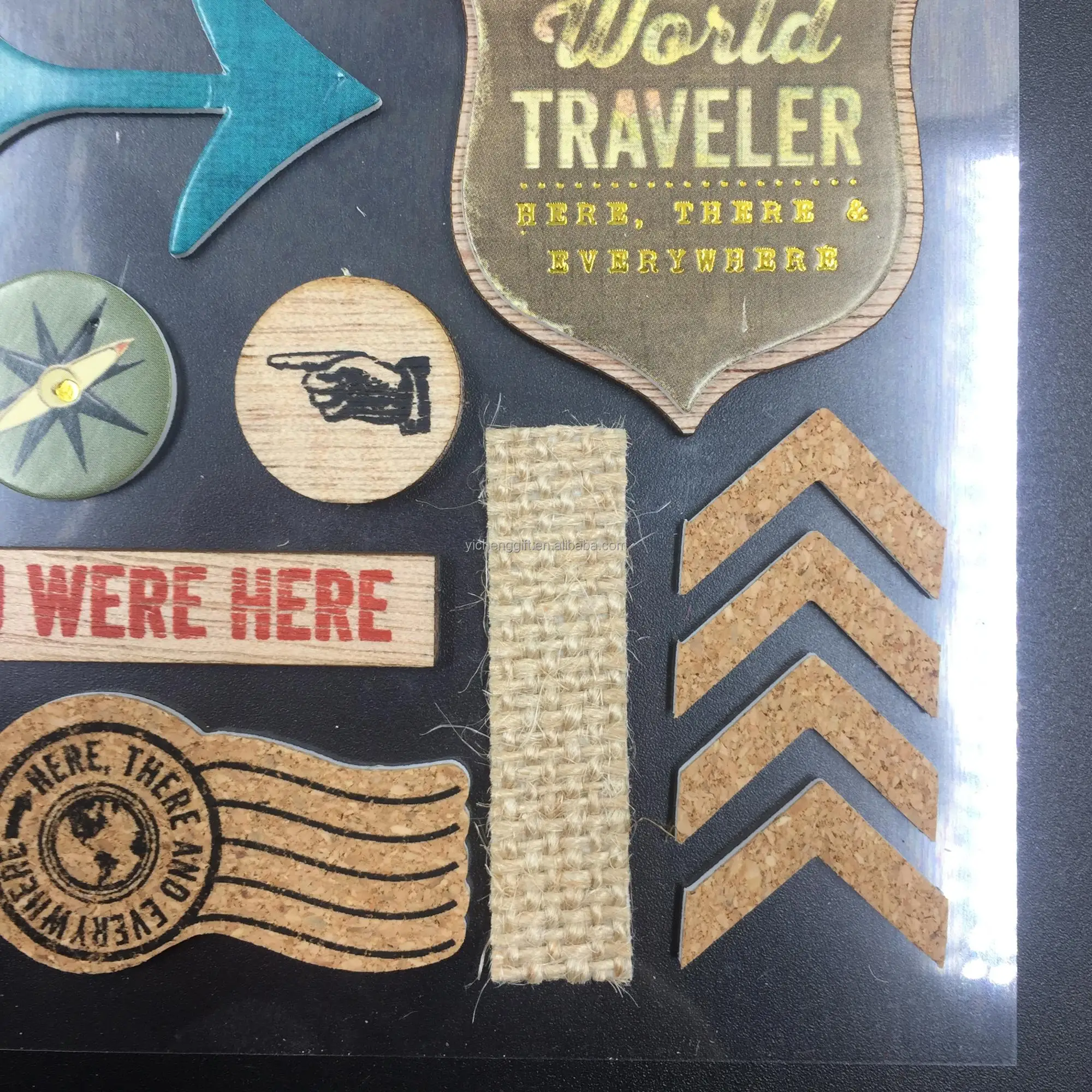Custom Design Printing Wood Cork Sticker travel sticker