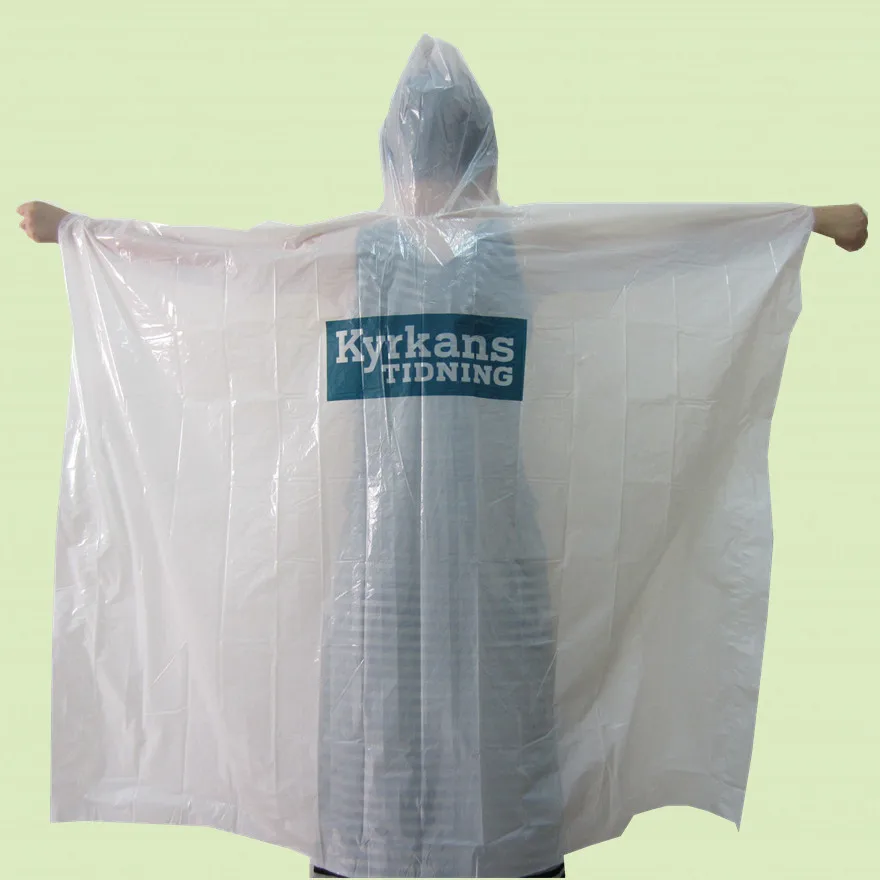 Disposable plastic raincoat, plastic rain coat, transparent raincoat