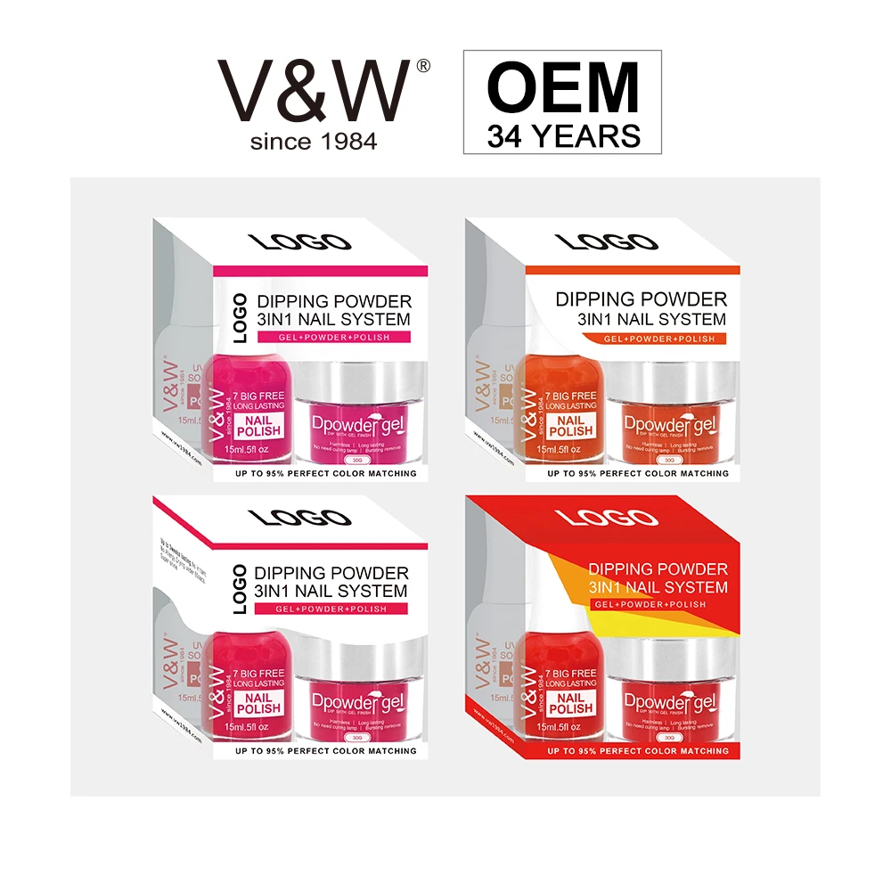 Wholesale Easy Application Nail Dip Powder System With Gel Effect on Natural Nails