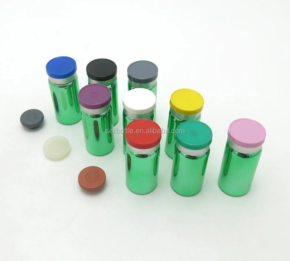 
Hot sale UV printing steroid glass vial with rubber stopper 10cc 10ml green glass bottle for medicine vaccine container 