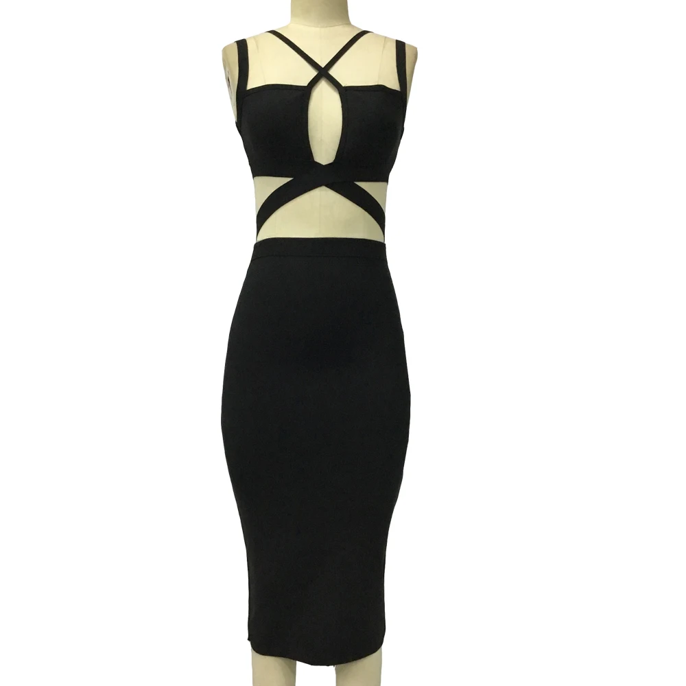 Wholesale sexy women night club hollow out bodycon mini bandage dress