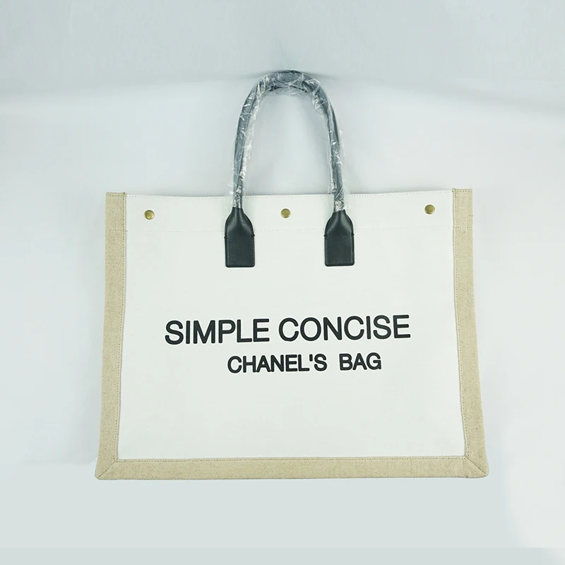 Chiterion Luxury Juco Tote Bag Jute Cotton Shopper Natural Big Size Beach Gift Carry Jute Bag With Leather Handle For Women