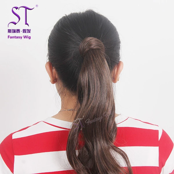 Body Wave Snap On Wrap Around Long Synthetic Hairpieces Ponytail Hair Attachment