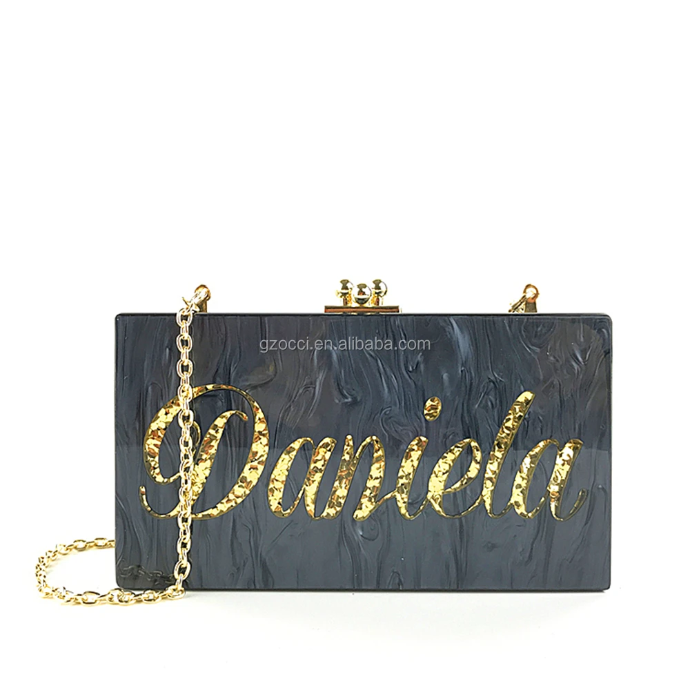 
New Design 2018 customized name acrylic box clutch evening bags OC3726 