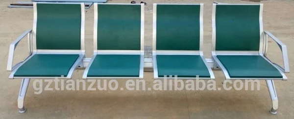 Triple Seats Indoor Blue Polyurethane PU Foam Airport Seating Chair