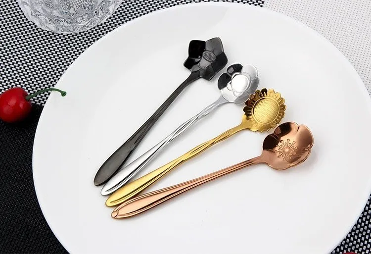New Design Flower Shape Stainless Steel Small Tea Spoon for Wedding Favors
