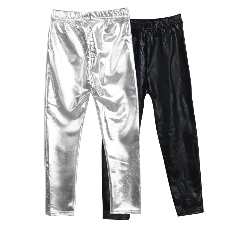 
skinny Gold Black Red kid leather pants girls leggings 2019 