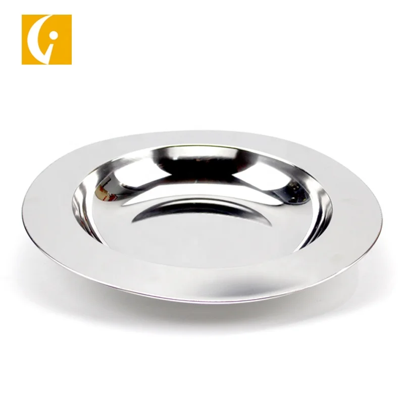 18 cm cheap wholesale metal dinner plates stainless steel dish for sale