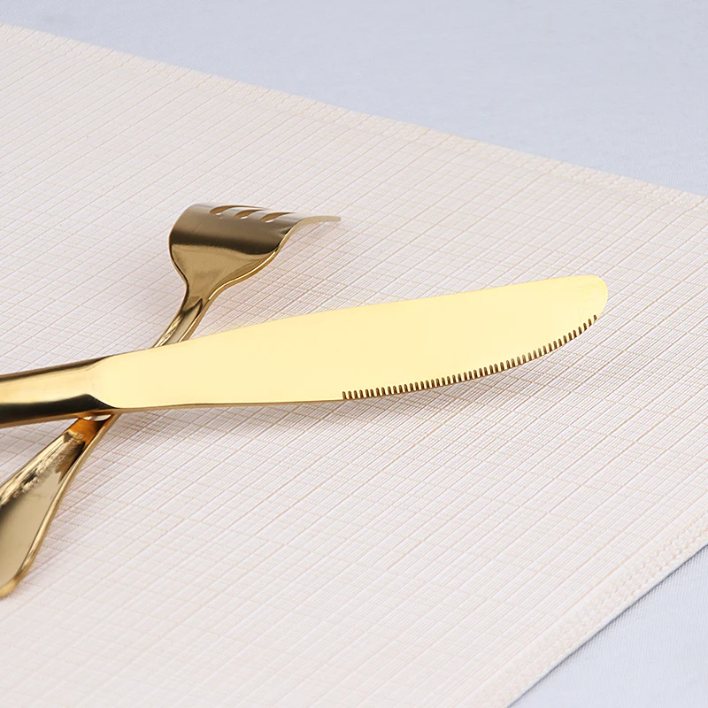 Supply retailer wholesale Bulk Golden Plated Stainless Steel Cutlery Set, Kitchen Fork Spoon Knife Cutlery Wedding tableware