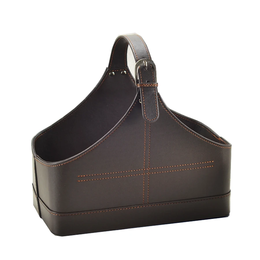 China Supplier  high-end PU Leather Christmas Gift Basket for Food
