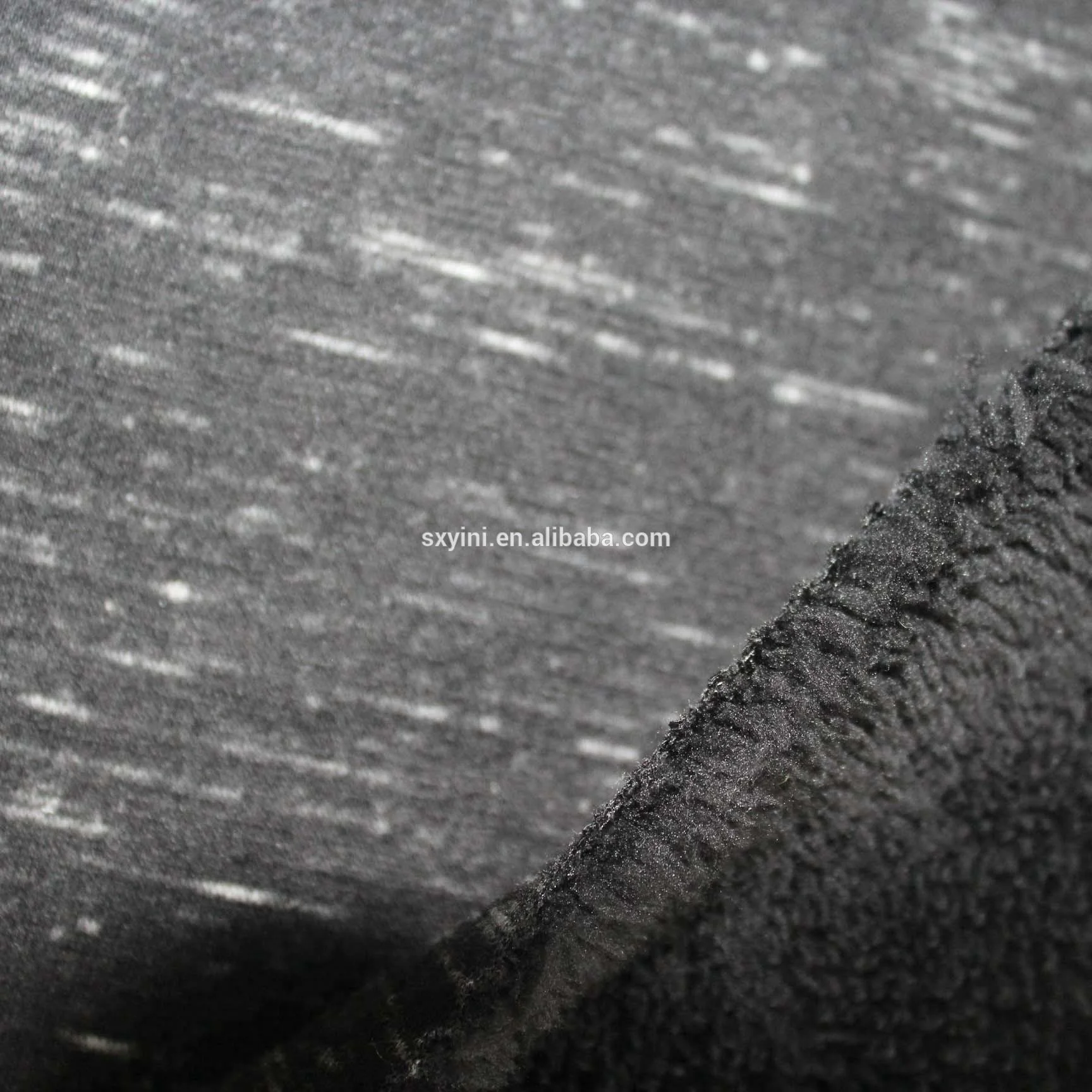 100% Polyester space dyed single jersey bonded sherpa knitted fabric for jacket