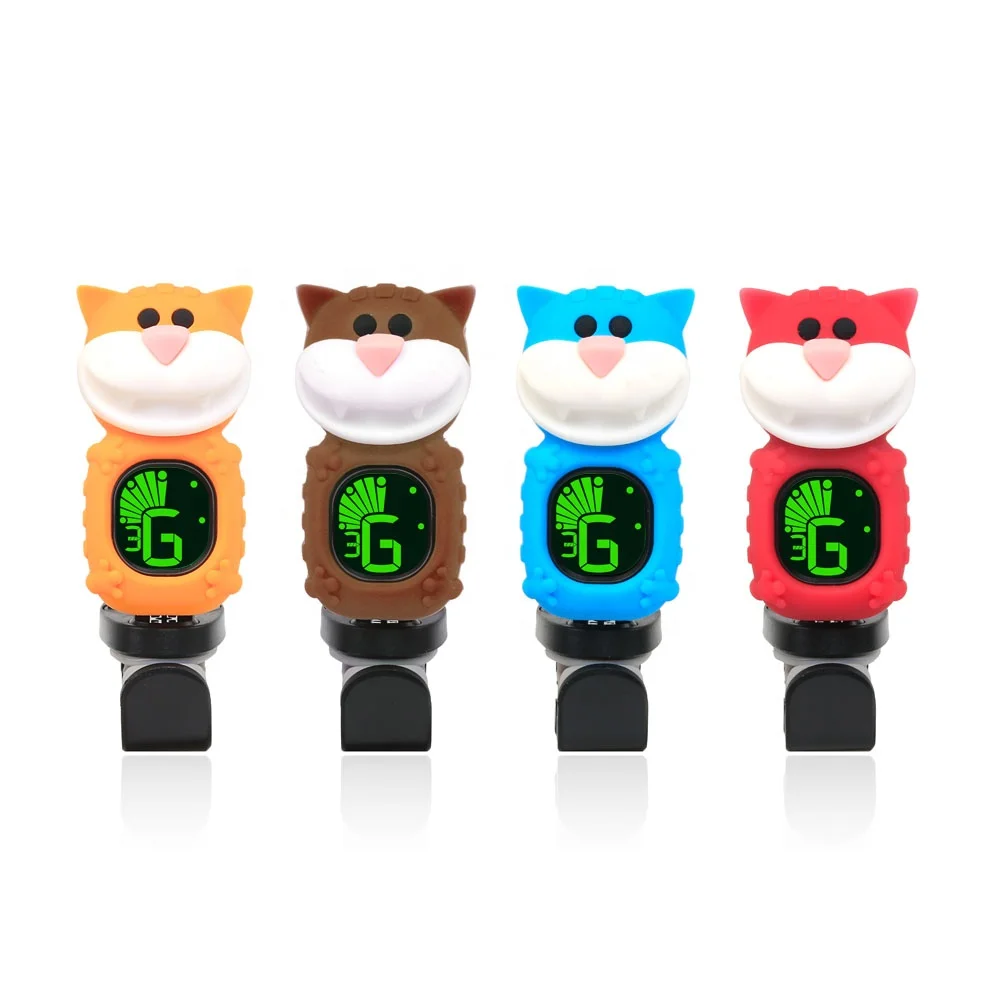 OEM Cute cat electronic clip-on chromatic instrument classical guitar tuner for violin chromatic ukulele bass