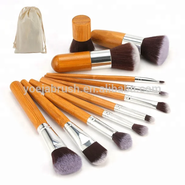 
Cruelty free makeup brushes hot selling bamboo brush with bag 