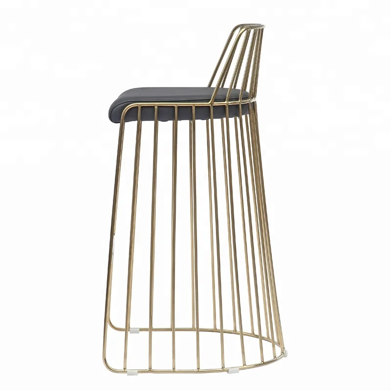 Современные матовые золотые барные стулья с спинкой