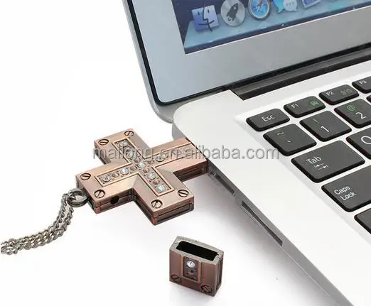 
16 g to 64 g creative metal cross U disk Christian gifts brick usb necklace usb flash drive PN6958 
