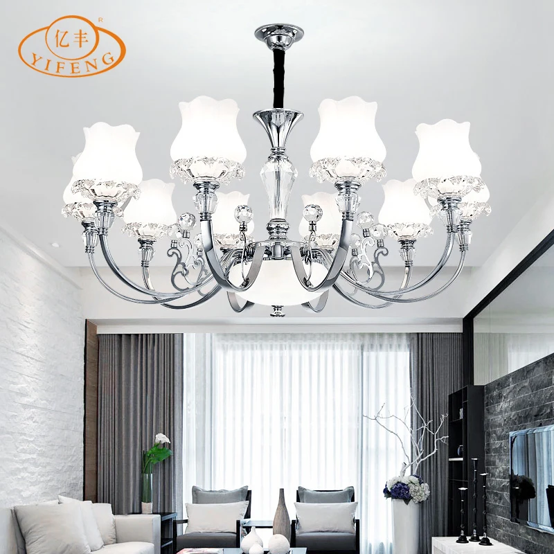 
Modern Design K9 Crystal Electroplating Painting Lights E14 LED 6-10 pcs Chrome Chandelier Pendant light 