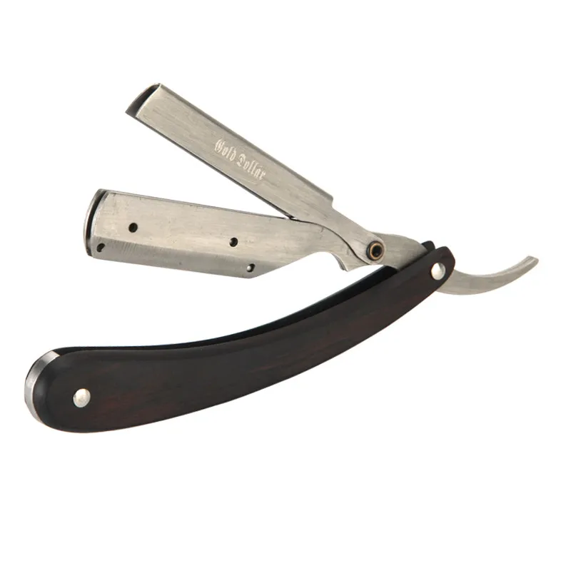 OEM Wooden Handle Straight  Blade Razor Disposable Barber Razor Stainless Steel Shavette For Men Shaving
