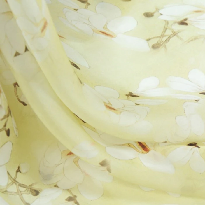 
High-end Printed 100% silk satin organza fabric 