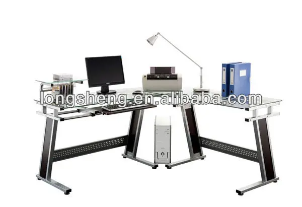 
Modern Glass L shape Computer Workstation 