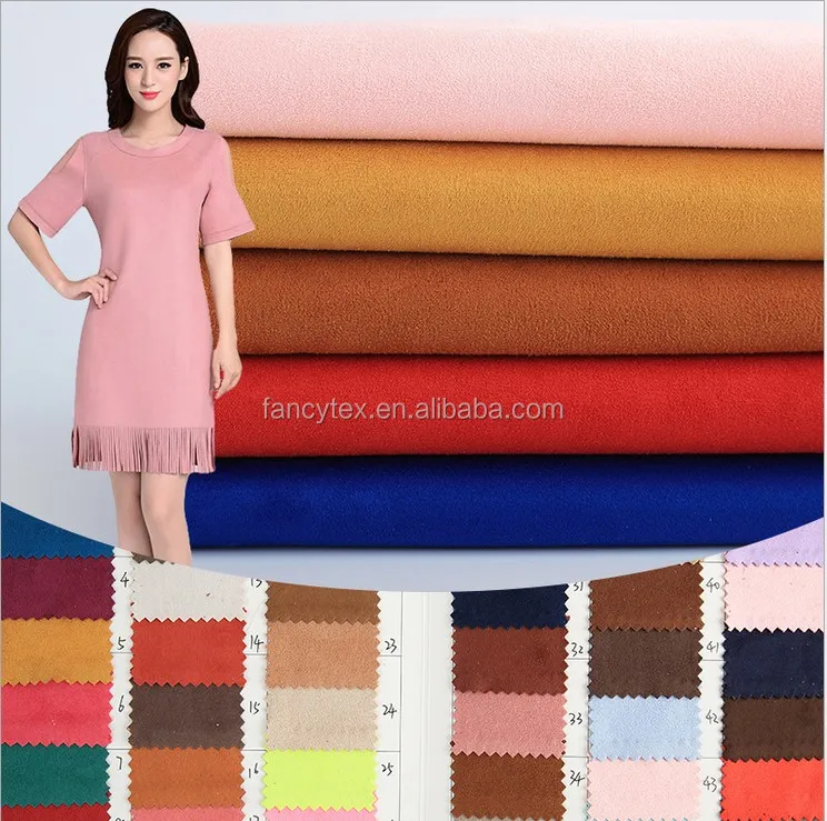 
suede fabric spandex jersey knitting fabric glass upholster faux suede 2/4 way stretch fabric 