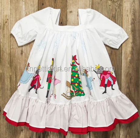 2017 fashion winter fall christmas girl dress 100% cotton clothing manufacturer wholesale boutique girl dress