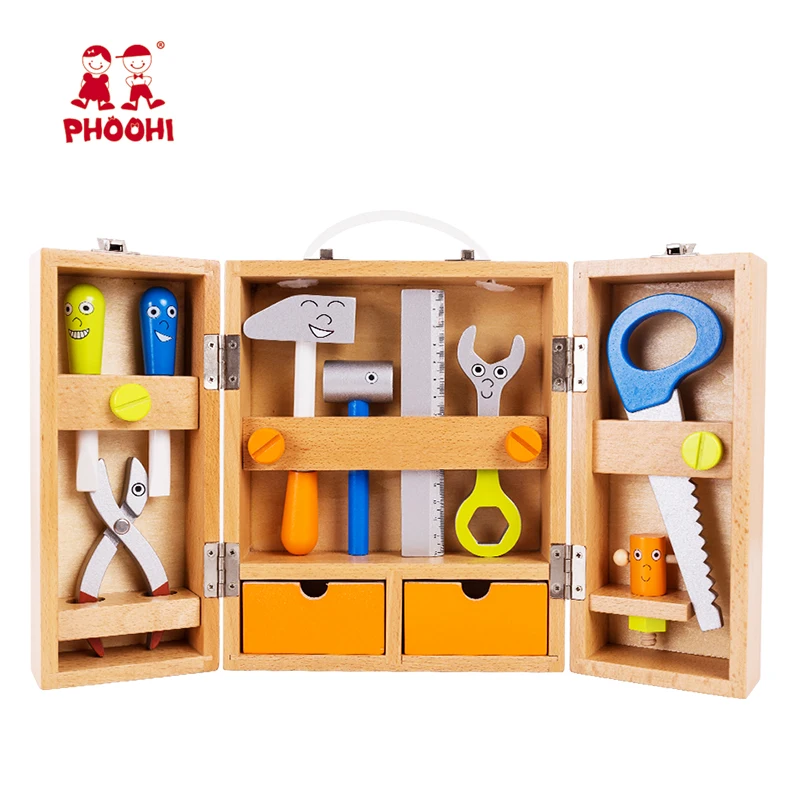 
Складной портативный детский ящик для инструментов, деревянный детский набор инструментов, игрушка  (60739853888)
