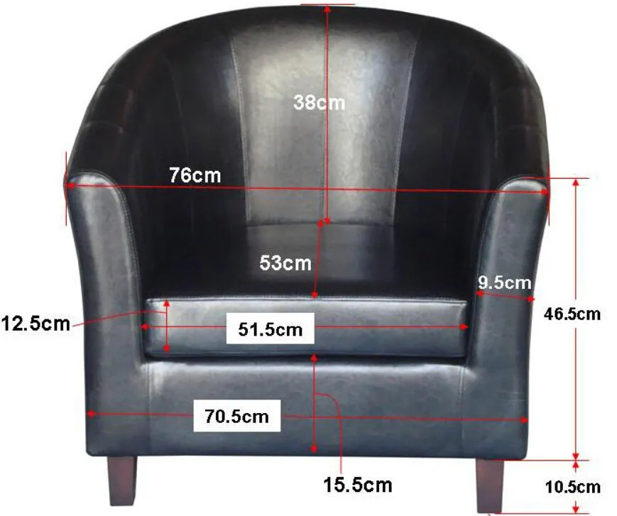 Giantex Arm Chair PU Leather Single Sofa Tub Barrel Club Seat Furniture w/Cushion (Red)