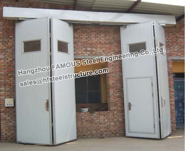sectional folding door used in steel garage and workshop