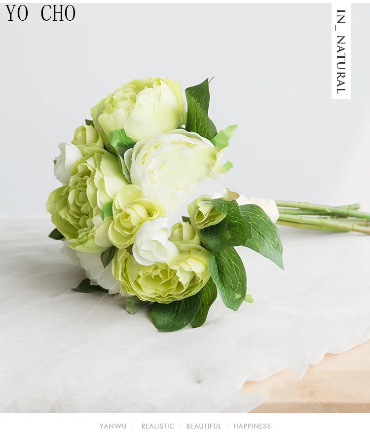 YO CHO wholesale thanksgiving wedding party modern decoration fake blossom real touch large artificial silk latex peony bouquet
