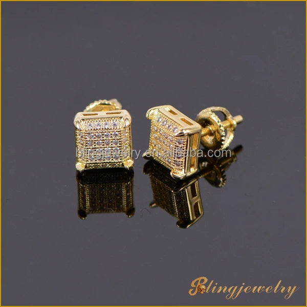 
925 sterling silver hip hop CZ stud earring 