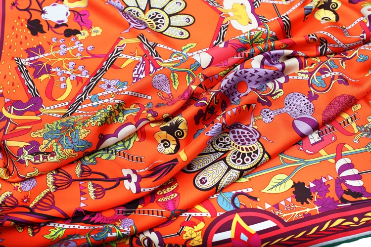 Chinese Jinpin Women Silk Twill Scarf Digital Print Head Scarf for Ladies