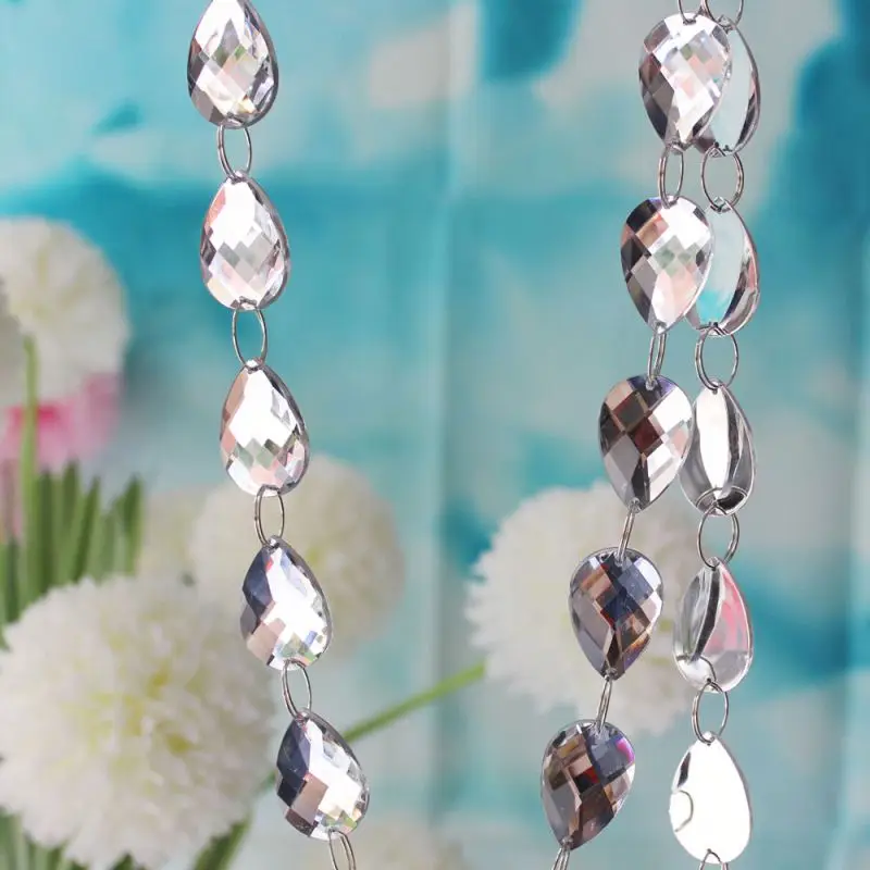 High Quality Acrylic Teardrop Prism Faceted Mirror Bead Garland For Wedding Ornaments