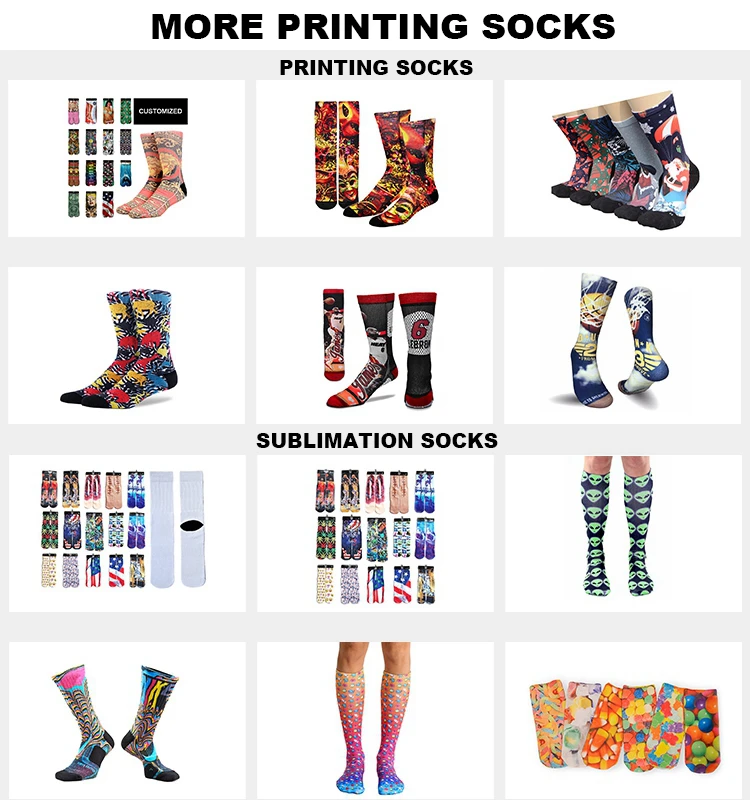 KT1-A651 photo sock cheap custom photo graphic full spray print socks printing cheap printed heat transfer socks