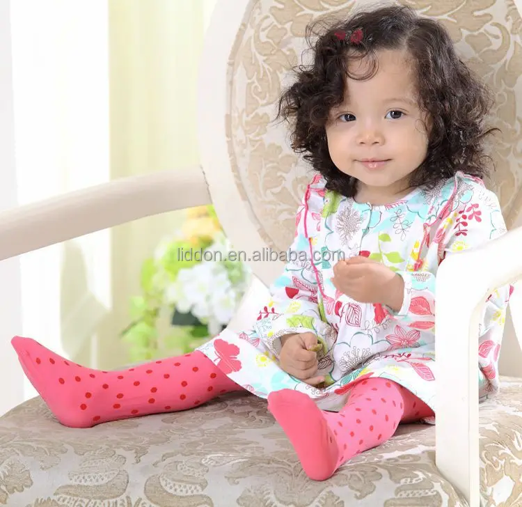 
baby girls lovely pink silk stockings, dots printed princess girls pantyhose stockings 