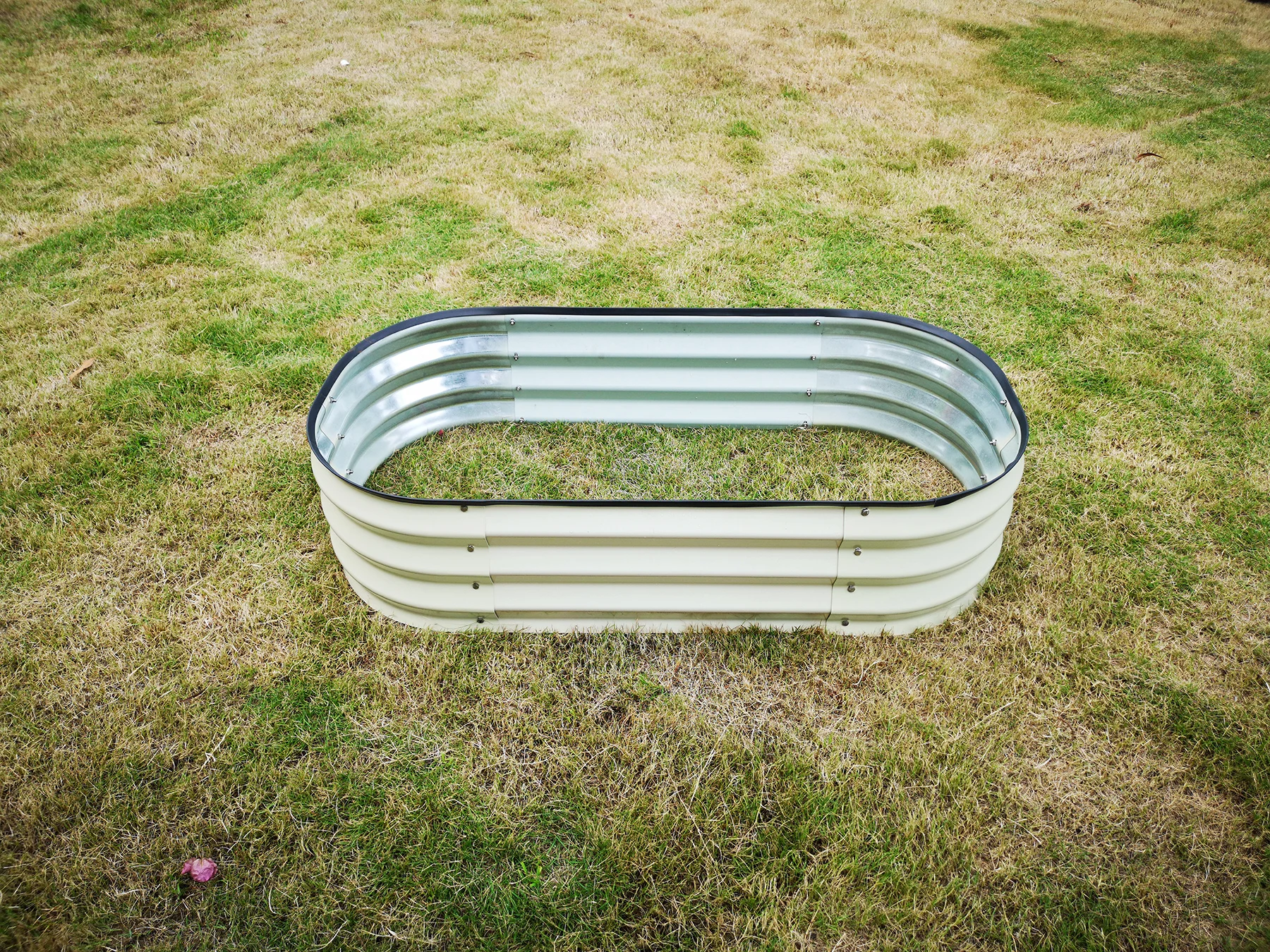 
G-MORE 60x120x30CM Outdoor Steel Raised Garden Bed,Sliver/Ivory Raised seed beds 