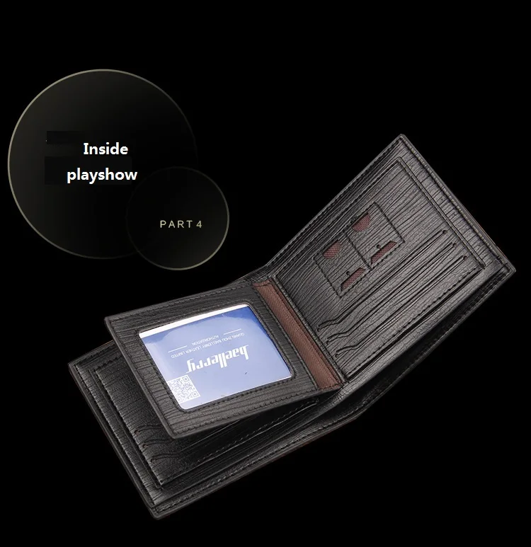 baellerry  PU leather short style Hot selling classic wallets  For Men With drawer cards,Male coin purse Card Holder Case