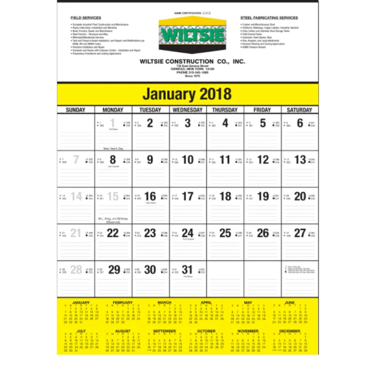 Настенный календарь с прокруткой на год