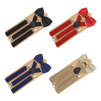 Wholesale Bow tie suit three clip straps unisex style strong three clips adult bow tie suit suspenders