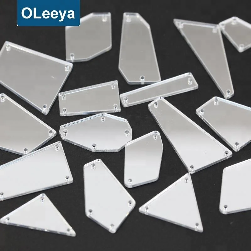 New Green Sewing Crystal Gemstones Over 37 Shape Flatback Acrylic Mirror Sticker Finish Sew on Rhinestones for Evening Dress