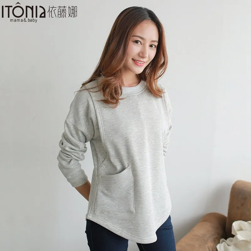 New design warm clothing O-neck maternity clothes for breastfeeding women
