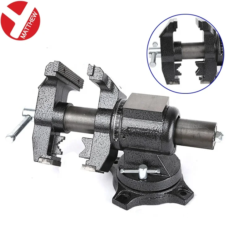 Heavy Duty Two Jaws Bench Vise With Free Rotate base and Main Shaft