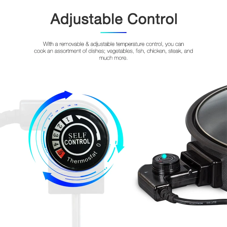 aluminum die-casting round electric roasting pizza pan with full glass lid