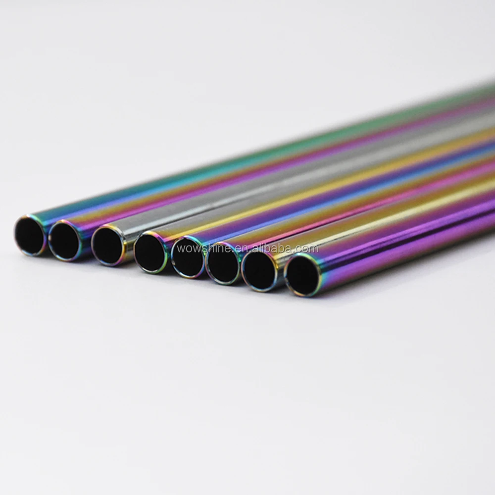 
colorful stainless steel drinking straws 6mm*267mm thickness 0.55mm 