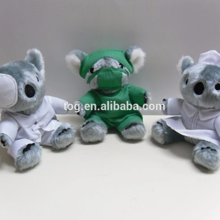 
OEM ODM Funny Animal Cosplay Doll Plush Health Care Uniform Koala Bear Toy 