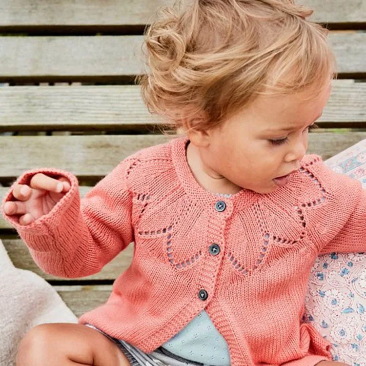 
OEM ODM Factory eco-friendly cotton button-down knit cardigan sweater girls 